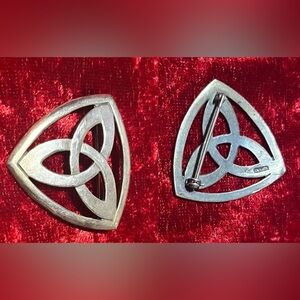 Vintage Style Celtic Knot Silver-Tone Brooch Signed “Slver” Unique Pin Jewelry